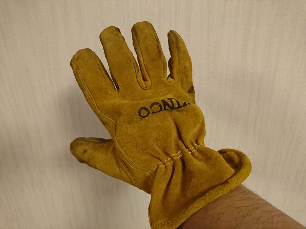 Kinco Gloves【キンコグローブ50】をはめている状態（手の甲）