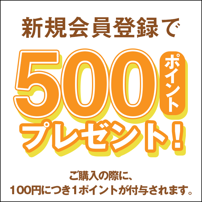 新規会員登録で500ポイントプレゼント中！