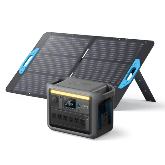 Anker Solix C1000 Portable Power Station with Solix PS100 Portable Solar Panel