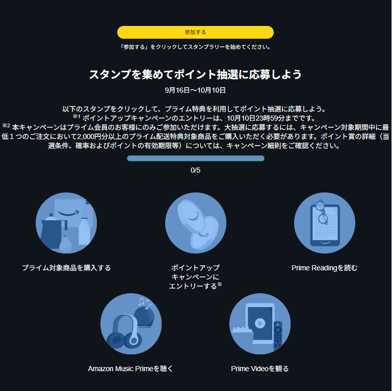 プライムスタンプラリーのスタンプの内容