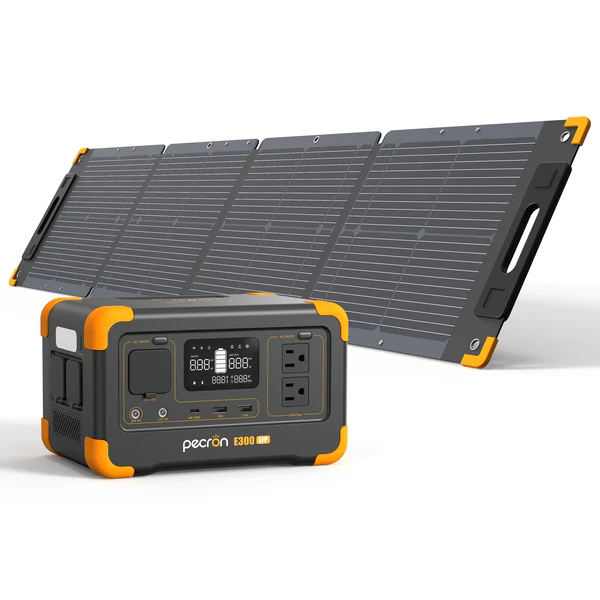 PECRON E300LFP ポータブル電源＋1枚 100W ソーラーパネル