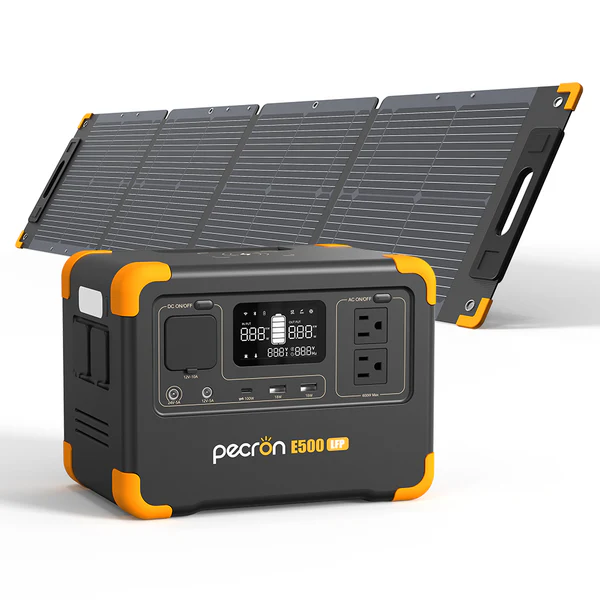 PECRON E500LFP ポータブル電源＋1枚 100W ソーラーパネル
