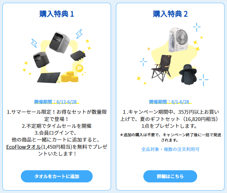 EcoFlow(エコフロー) サマーセールの購入特典