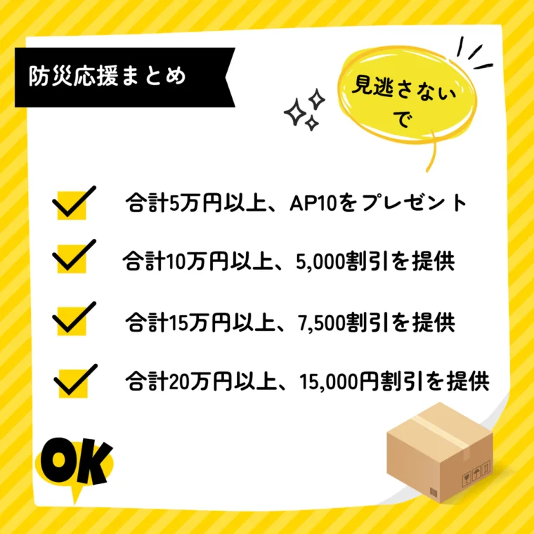 防災応援セールの購入特典①