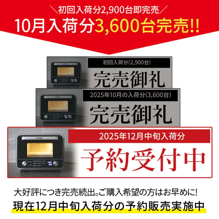 10月入荷分も完売して12月中旬入荷分の予約販売中